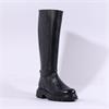 Wonders Bones Chunky Sole Knee High - Black Leather